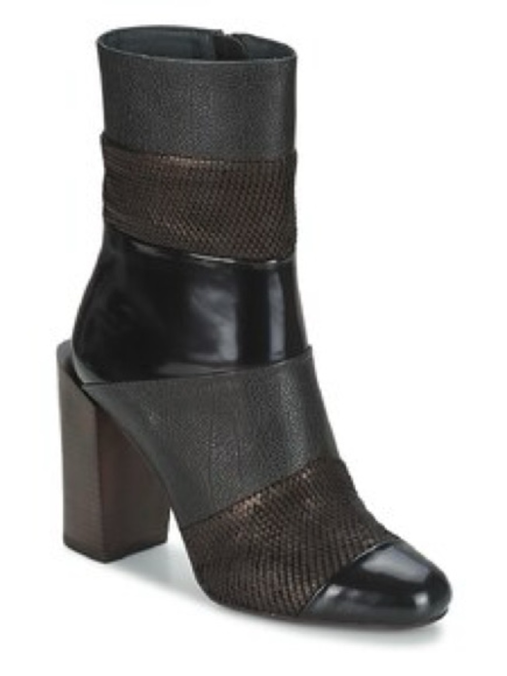 Free People Jeffery Campbell Block Heel Ankle Black & Brown Leather Marina 9.5